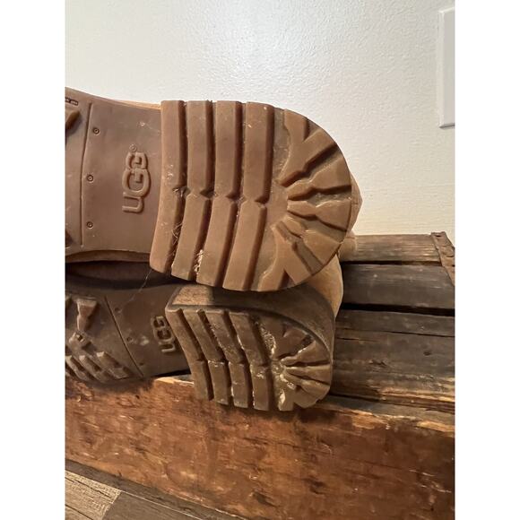 UGG Keppler Chestnut Brown Suede Moto Boots Sheep Wool Lined Heeled Sz 10 Boho - Picture 14 of 14